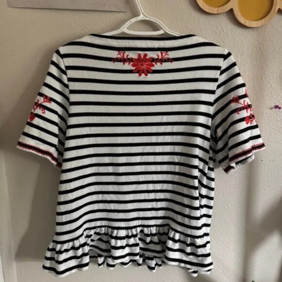 Kate Spade Broome Street Striped Embroidered Top XXL - Picture 7 of 7